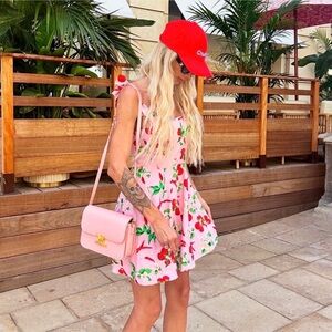 Cherry Print Pink Dress